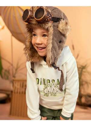 Reirex - Conjunto Infantil Menino Blusão com Capuz e Calça Branco - REIREX