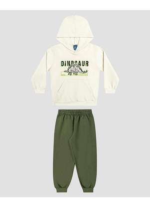 Reirex - Conjunto Infantil Menino Blusão com Capuz e Calça Branco - REIREX