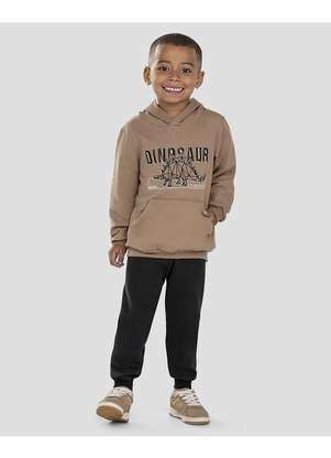 Reirex - Conjunto Infantil Menino Blusão com Capuz e Calça Marrom - REIREX