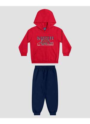 Reirex - Conjunto Infantil Menino Blusão com Capuz e Calça Vermelho - REIREX