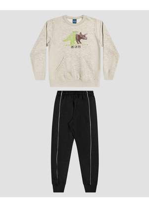 Reirex - Conjunto Infantil Menino Blusão Dino e Calça Mescla - REIREX