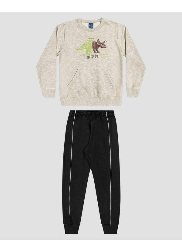Reirex - Conjunto Infantil Menino Blusão Dino e Calça Mescla
