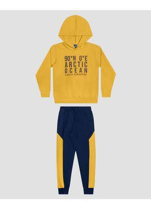 Reirex - Conjunto Infantil Menino Blusão e Calça Bicolor Amarelo - REIREX