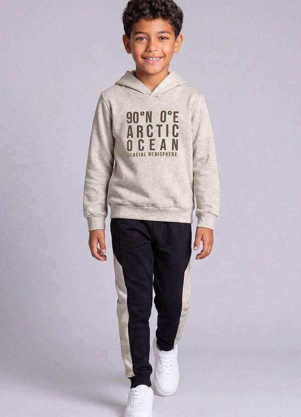 Reirex - Conjunto Infantil Menino Blusão e Calça Bicolor Mescla