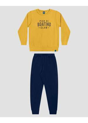 Reirex - Conjunto Infantil Menino Blusão e Calça em Moletom Amarelo - REIREX