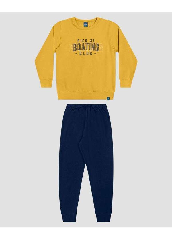 Reirex - Conjunto Infantil Menino Blusão e Calça em Moletom Amarelo