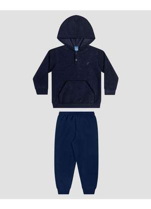 Reirex - Conjunto Infantil Menino Blusão e Calça em Moletom Azul - REIREX