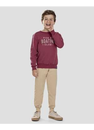 Reirex - Conjunto Infantil Menino Blusão e Calça em Moletom Bordo - REIREX