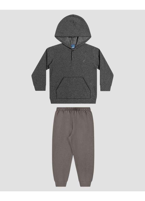 Reirex - Conjunto Infantil Menino Blusão e Calça em Moletom Cinza