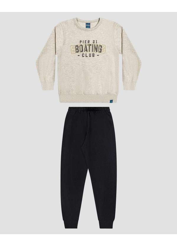 Reirex - Conjunto Infantil Menino Blusão e Calça em Moletom Mescla