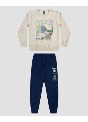 Reirex - Conjunto Infantil Menino Blusão e Calça Jogger Mescla - REIREX