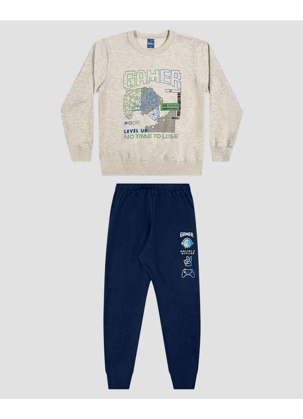 Reirex - Conjunto Infantil Menino Blusão e Calça Jogger Mescla