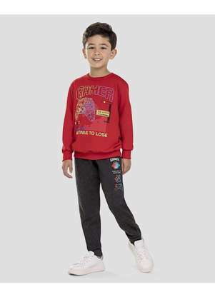 Reirex - Conjunto Infantil Menino Blusão e Calça Jogger Vermelho - REIREX