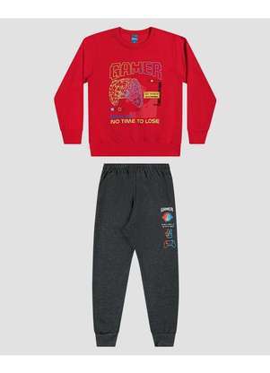 Reirex - Conjunto Infantil Menino Blusão e Calça Jogger Vermelho - REIREX