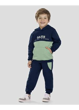 Reirex - Conjunto Infantil Menino Blusão e Calça Moletom Azul - REIREX