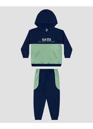 Reirex - Conjunto Infantil Menino Blusão e Calça Moletom Azul - REIREX