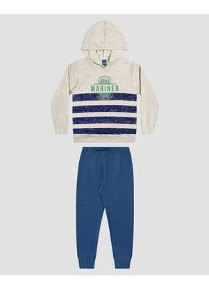 Reirex - Conjunto Infantil Menino Blusão Listrado e Calça Mescla - REIREX