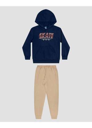 Reirex - Conjunto Infantil Menino Blusão Skate e Calça Azul - REIREX
