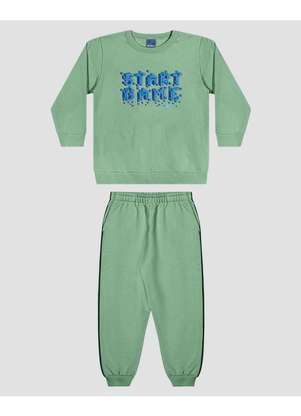 Reirex - Conjunto Infantil Menino com Blusão e Calça Verde - REIREX