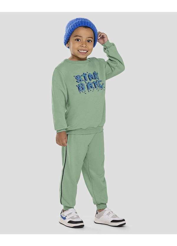 Reirex - Conjunto Infantil Menino com Blusão e Calça Verde