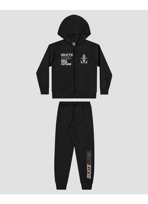 Reirex - Conjunto Infantil Menino com Jaqueta e Calça Preto - REIREX