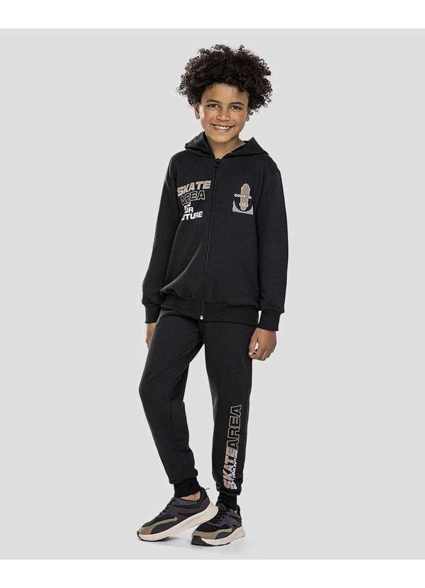 Reirex - Conjunto Infantil Menino com Jaqueta e Calça Preto