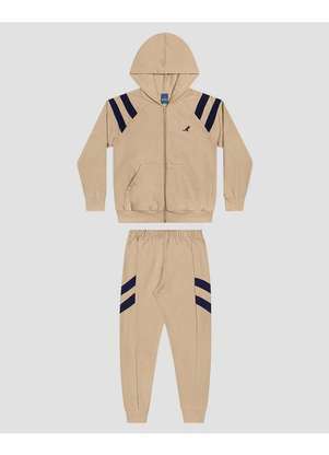 Reirex - Conjunto Infantil Menino Jaqueta Capuz e Calça Bege - REIREX