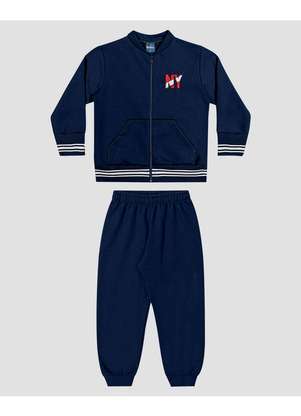 Reirex - Conjunto Infantil Menino Jaqueta com Retilínea e Calça Azul - REIREX