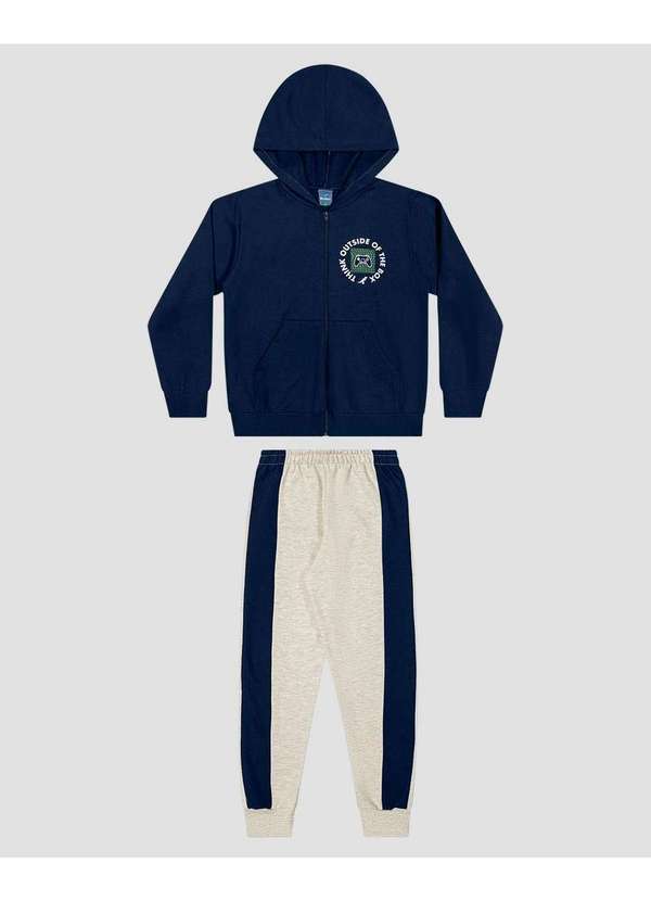 Reirex - Conjunto Infantil Menino Jaqueta Estampa Game e Calça Azul