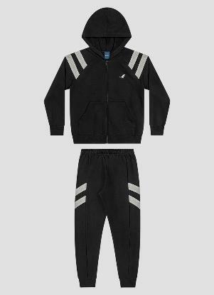 Reirex - Conjunto Jaqueta Capuz e Calça Preto - REIREX