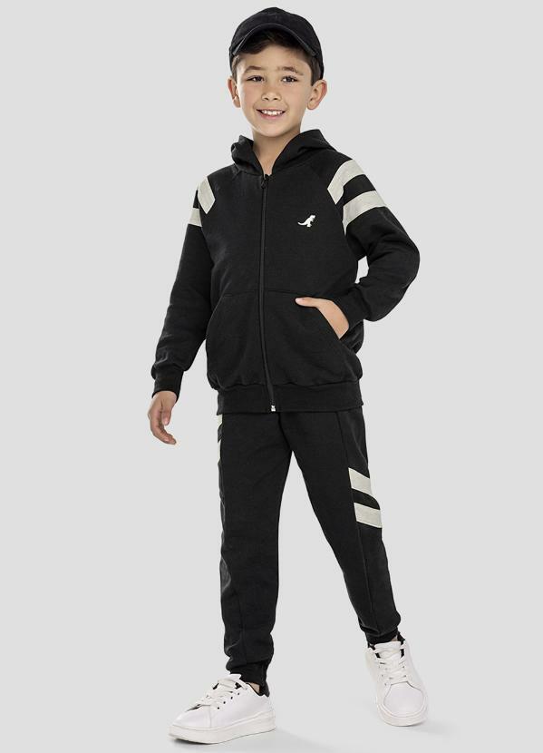 Reirex - Conjunto Jaqueta Capuz e Calça Preto