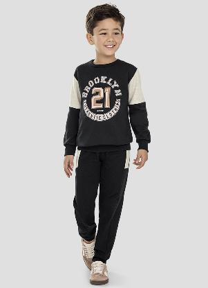 Reirex - Conjunto Moletom com Recortes Preto - REIREX