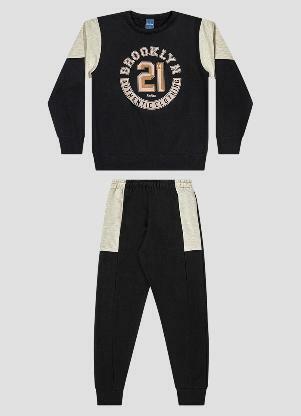 Reirex - Conjunto Moletom com Recortes Preto - REIREX