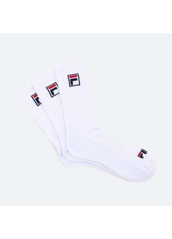 Fila - Kit 3 pares Meia Fila Cano Alto Masculino Branco