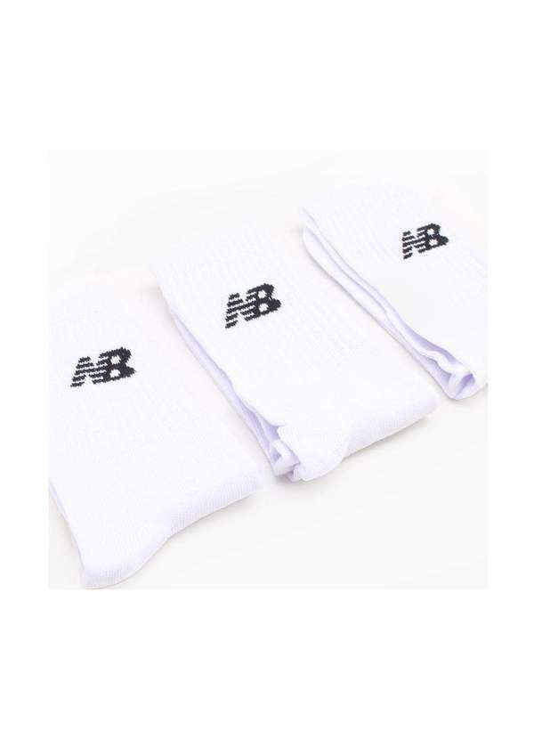 New Balance - Kit 3 pares Meia New Balance Cano Alto Masculina Branco