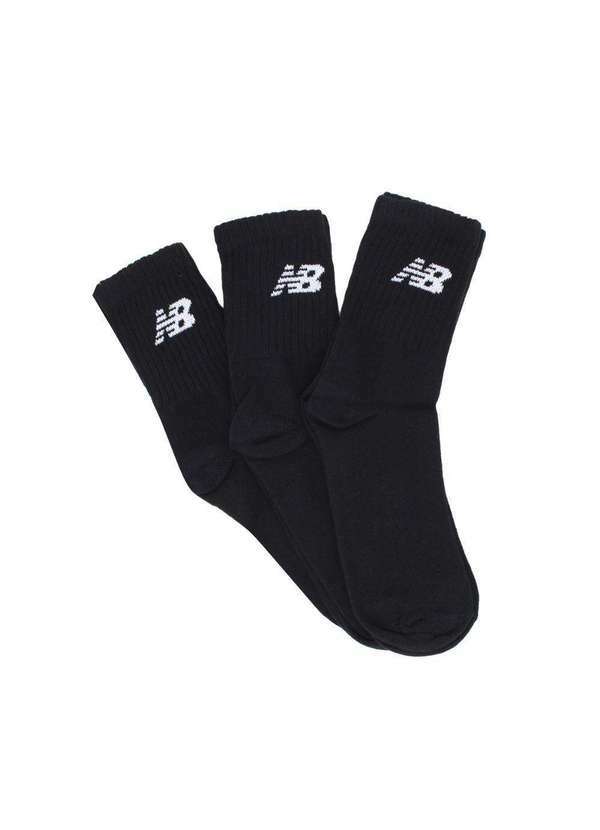 New Balance - Kit 3 pares Meia New Balance Cano Alto Masculina Preto