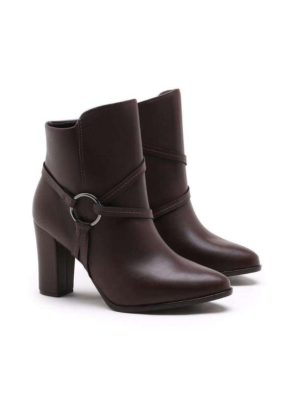 Beira Rio - Ankle Boot Beira Rio Salto Grosso Café