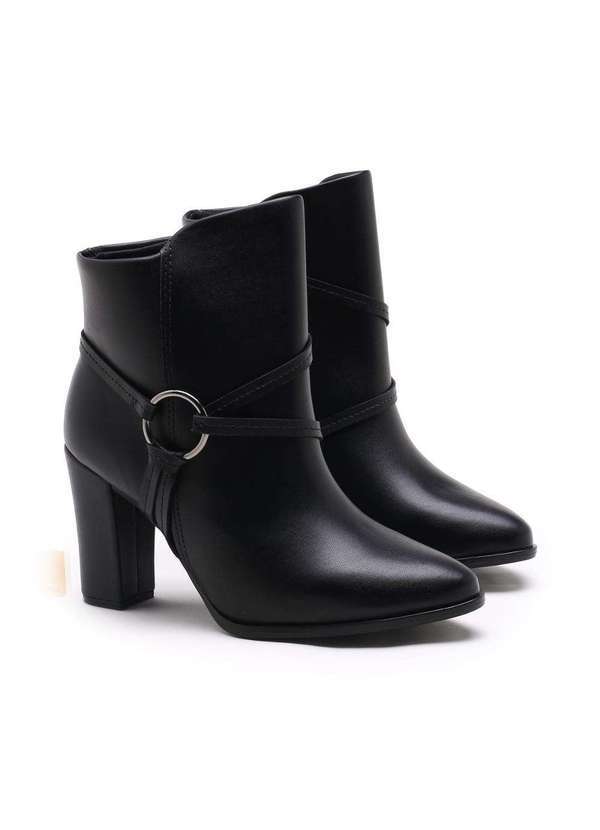 Beira Rio - Ankle Boot Beira Rio Salto Grosso Preto