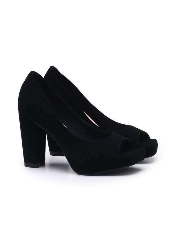 Bebecê - Peep Toe Bebecê Nobuck Preto