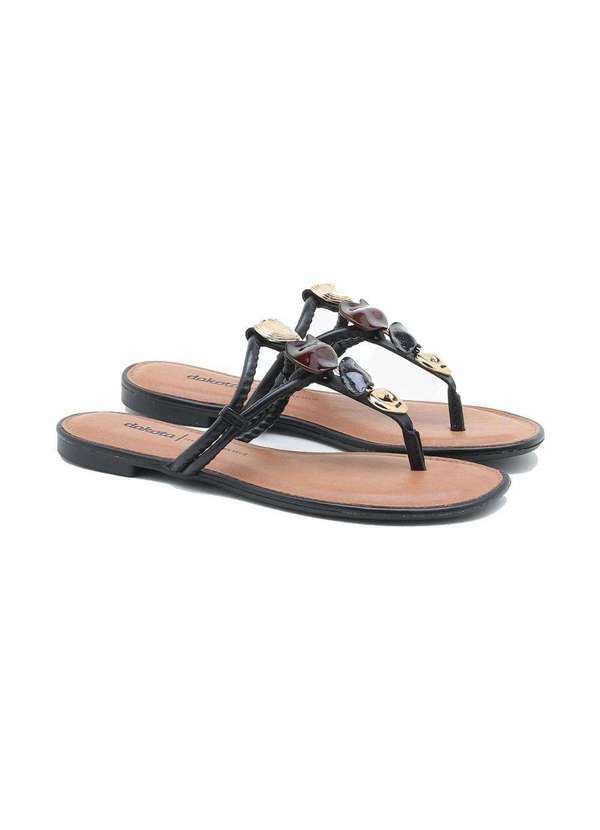 Dakota - Rasteira Dakota Flip Flop Pedrarias Preto