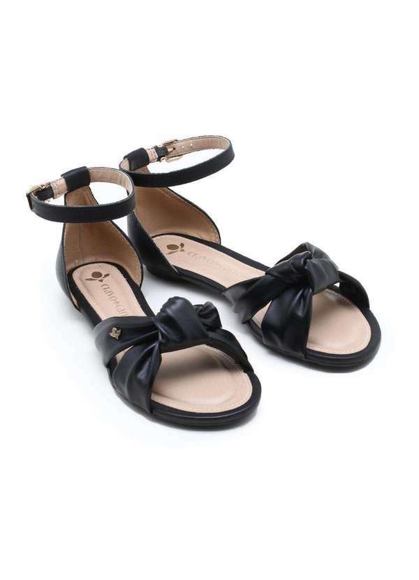 Cravo & Canela - Sandália Rasteira Cravo Canela Nina Couro Preto