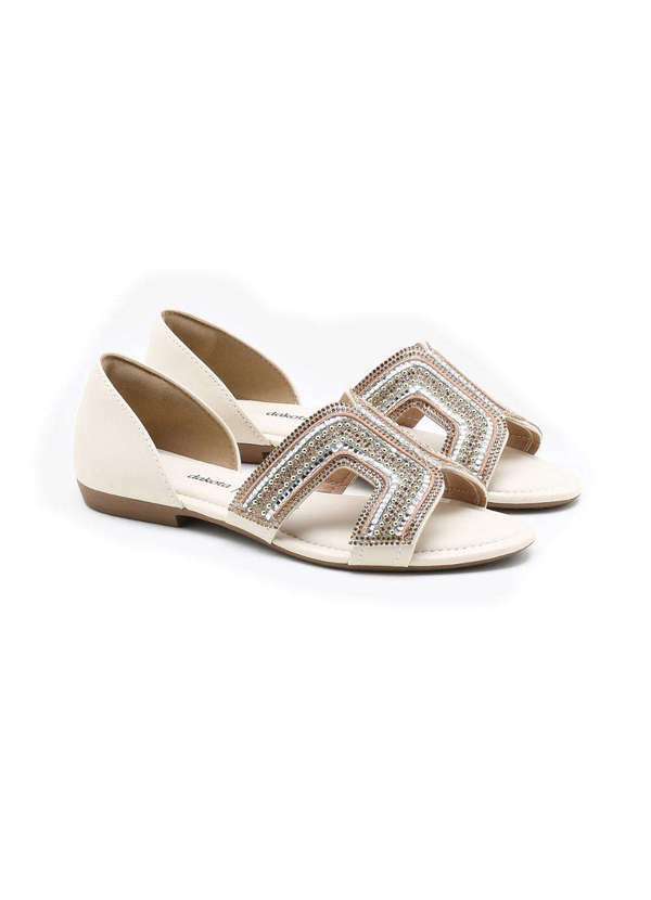 Dakota - Sandália Rasteira Dakota Aplicações Branco