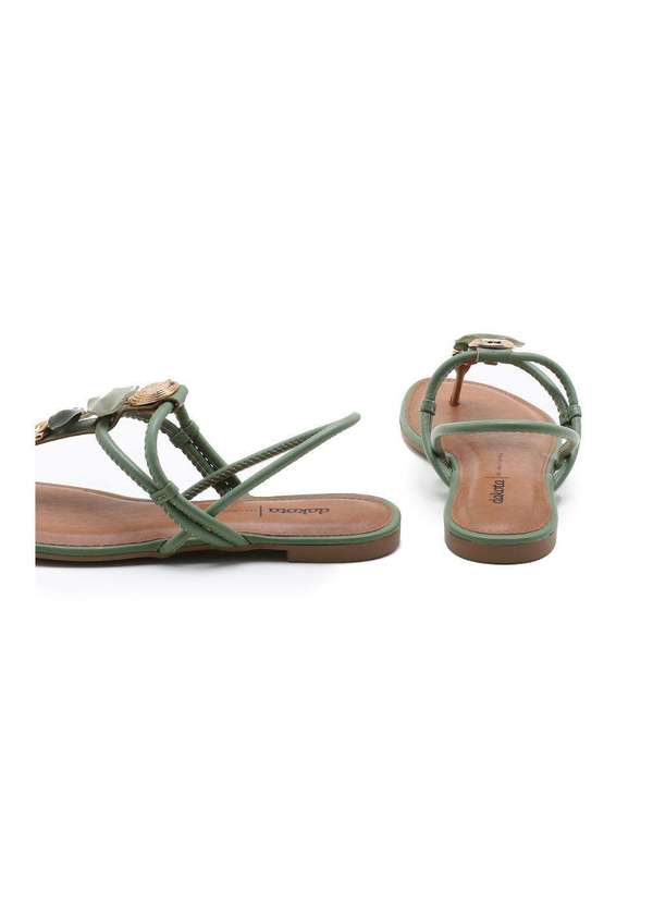 Dakota - Sandália Rasteira Dakota Calce Fácil Pedrarias Verde 2