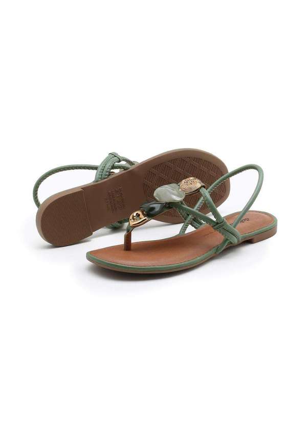 Dakota - Sandália Rasteira Dakota Calce Fácil Pedrarias Verde 3