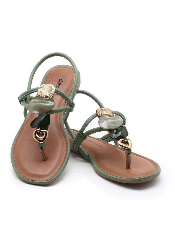 Dakota - Sandália Rasteira Dakota Calce Fácil Pedrarias Verde 4