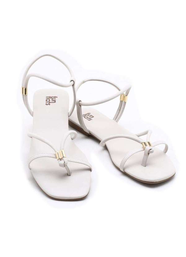 Fun Flats - Sandália Rasteira Fun Flats Tiras Finas Off White 2