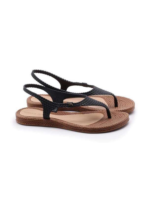 Terra & Agua - Sandália Rasteira Terra Água Tramada Preto