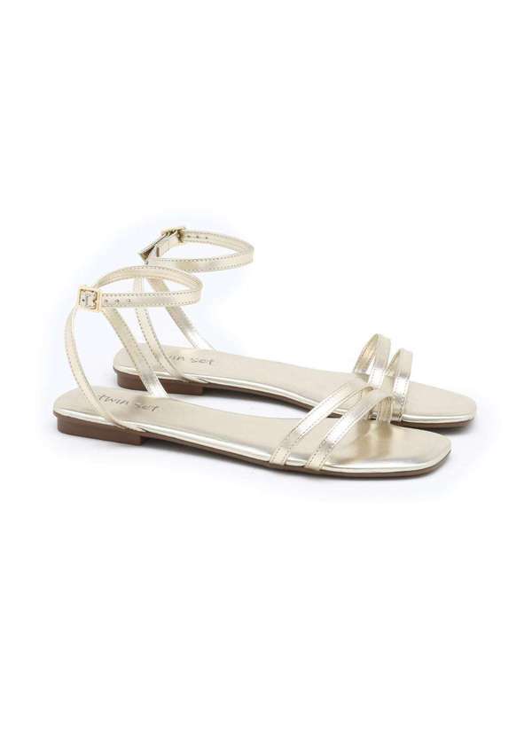 Twin Set - Sandália Rasteira Twin Set Metalizada Dourado