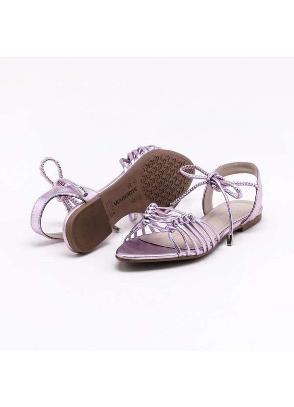 Via Marte - Sandália Rasteira Via Marte Metalizada Rosa 1