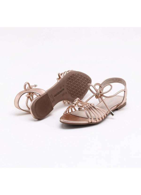 Via Marte - Sandália Rasteira Via Marte Metalizada Rosa 2